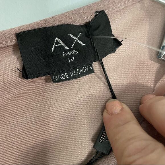 NWT AX Paris Plunge Front Maxi Dress High Slit in Mushroom Color Women’s US Sz10 - Picture 10 of 13